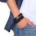 Bratara barbateasca piele, alb-maro, impletita, set 4 buc