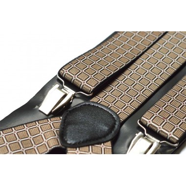 Bretele barbati crem cu patrate negre 322