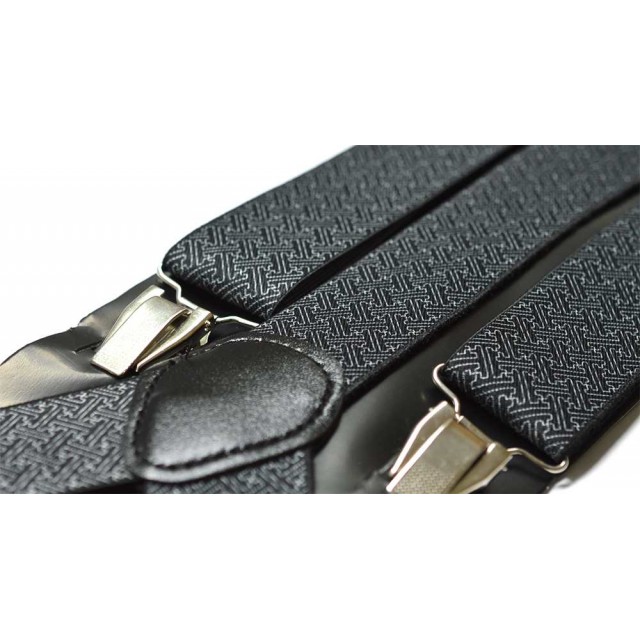 Bretele barbati negre model abstract alb 320