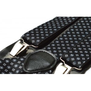 Bretele barbati negre model floral alb 319