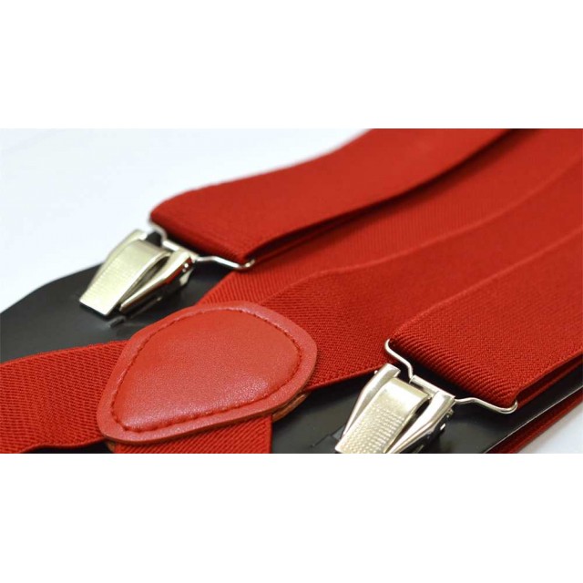 Bretele barbati rosii uni duble 317