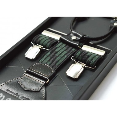 Bretele barbati negre cu model verde 303