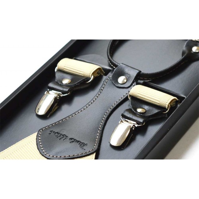 Bretele barbati albe crem uni 271