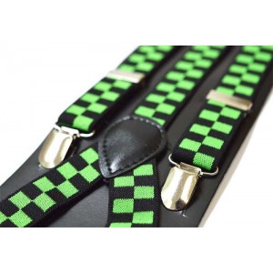 Bretele dama, model Tabla Sah Verde-Negru