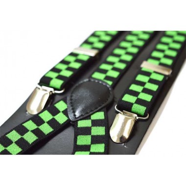 Bretele dama, model Tabla Sah Verde-Negru