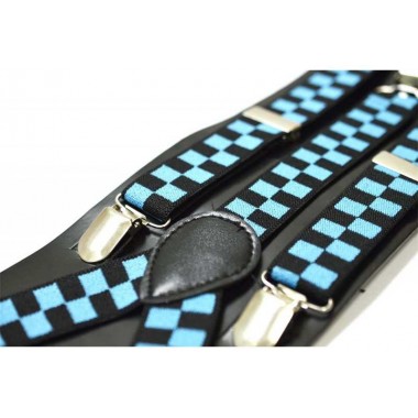 Bretele dama, model Tabla Sah Bleu-Negru