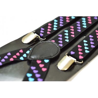 Bretele unisex, model Inimi colorate 177