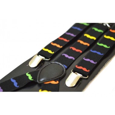 Bretele unisex, negre, model Moustache multicolor