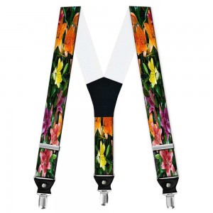 Bretele pantaloni personalizate, crini flori multicolore