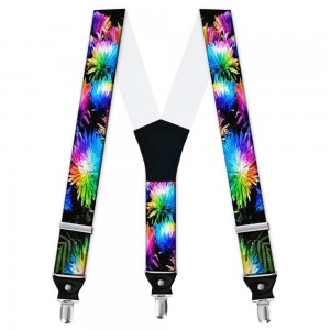Bretele barbati personalizate, crizanteme flori multicolore