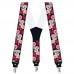 Bretele pantaloni personalizate, crizanteme flori roz