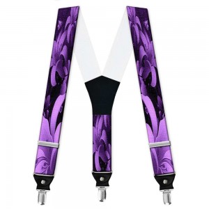 Bretele pantaloni personalizate, liliac,  flori mov
