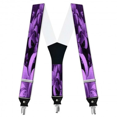 Bretele pantaloni personalizate, liliac,  flori mov