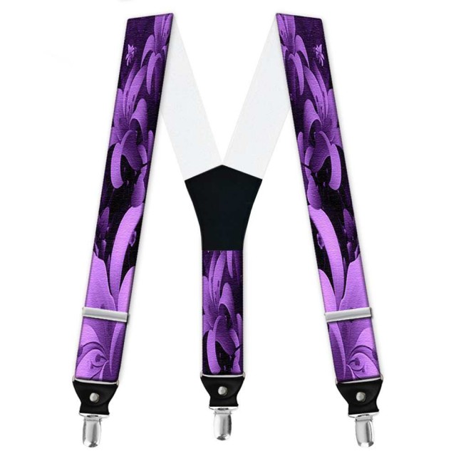 Bretele pantaloni personalizate, liliac,  flori mov