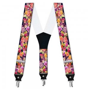 Bretele personalizate, model flori, trandafiri multicolori