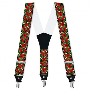 Bretele barbati personalizate, flori, trandafiri rosii