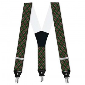 Bretele personalizate, model  carouri, culori specifice Craciunului, verde, rosu