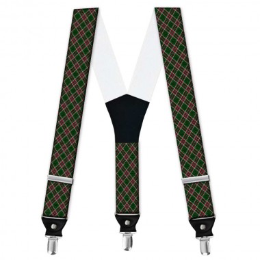 Bretele personalizate, model  carouri, culori specifice Craciunului, verde, rosu