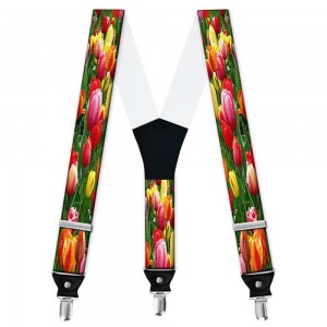 Bretele personalizate, model flori lalele, gradina