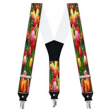 Bretele personalizate, model flori lalele, gradina