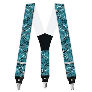 Bretele barbati personalizate, note muzicale, alb-negru