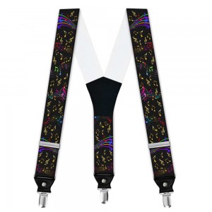 Bretele pantaloni personalizate, note muzicale colorate