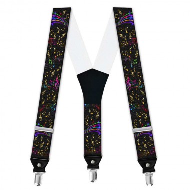 Bretele pantaloni personalizate, note muzicale colorate