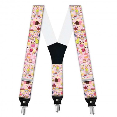 Bretele pantaloni personalizate, prajituri cu grimase