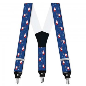 Bretele barbati personalizate model Mos Craciun si stelute