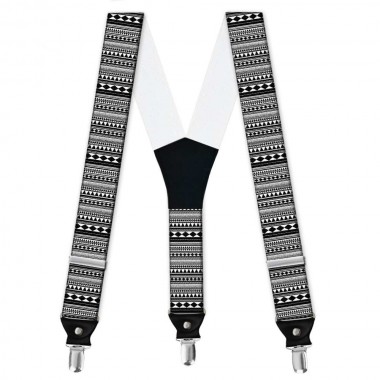 Bretele pantaloni personalizate, Inspiratie tematic traditional, model alb-negru