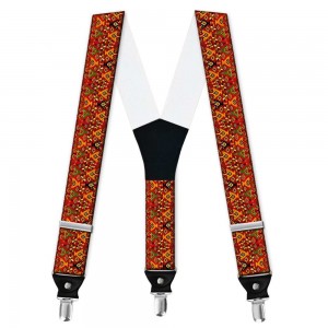 Bretele barbati personalizate, traditional, model ghiveci cu flori colorate 