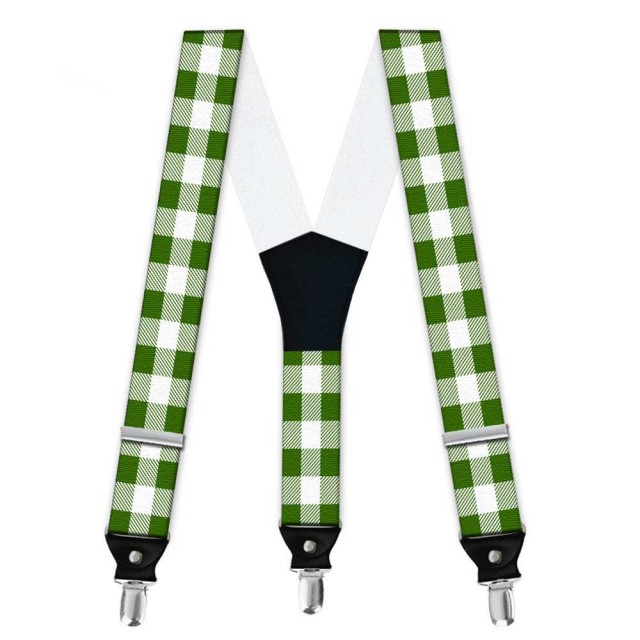 Bretele barbati, verde-alb, model carouri