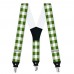 Bretele barbati, verde-alb, model carouri
