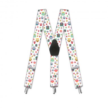 Bretele copii, model "Bufnițe Multicolore"