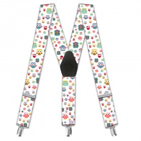 Bretele damă, model "Bufnițe Multicolore"