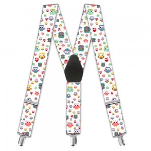 Bretele damă, model "Bufnițe Multicolore"