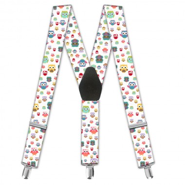 Bretele damă, model "Bufnițe Multicolore"
