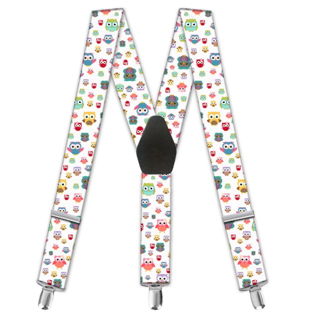 Bretele damă, model "Bufnițe Multicolore"