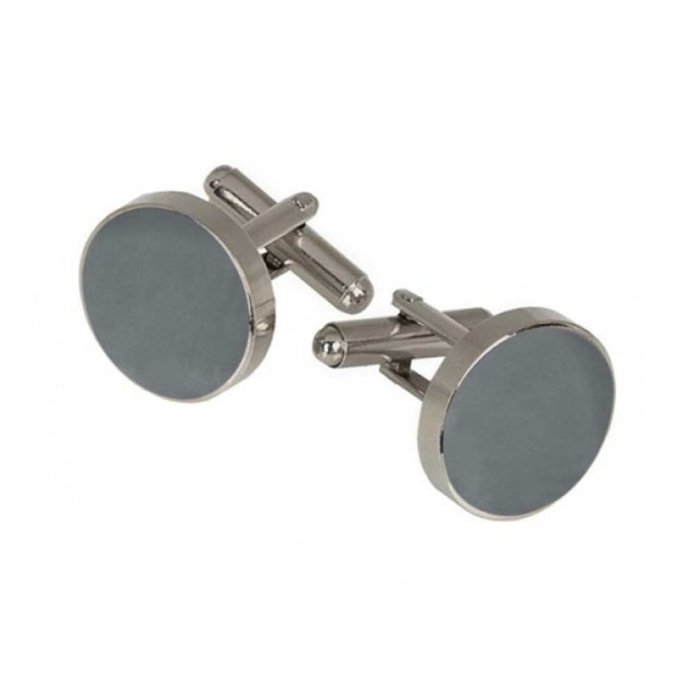 Butoni camasa gri-plumb, montura argintie