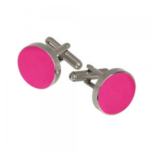 Butoni cămașă, roz fuchsia, montură argintie