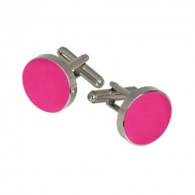 Butoni cămașă, roz fuchsia, montură argintie