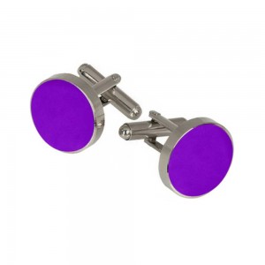 Butoni cămașă, violet, montură argintie