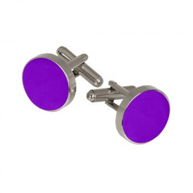 Butoni cămașă, violet, montură argintie