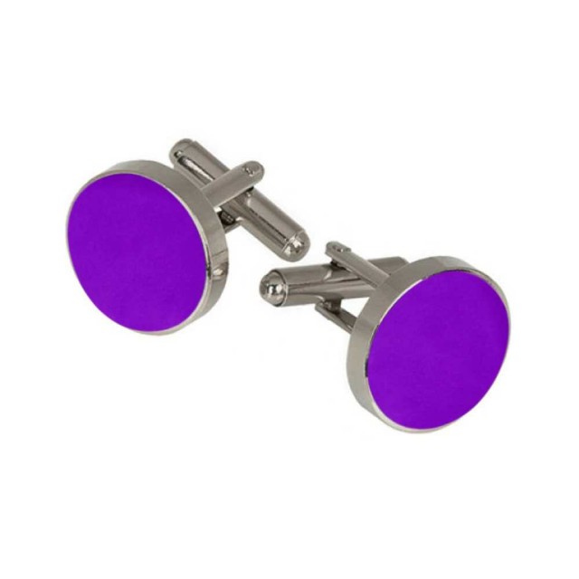 Butoni cămașă, violet, montură argintie