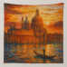 Esarfa eleganta dama dreptunghiulara portocaliu apus Venezia din satin matase