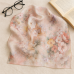 Esarfa eleganta patrata dama bej roz pastel 70x70 satin matase – Flori Acuarela