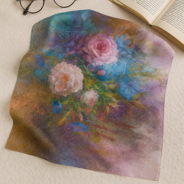 Esarfa eleganta verde violet dama, satin matase – Trandafiri Mistici