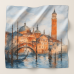 Esarfa patrata eleganta dama albastru portocaliu 70x70 satin matase – Veneția Acuarela