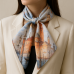 Esarfa patrata eleganta dama albastru portocaliu 70x70 satin matase – Veneția Acuarela
