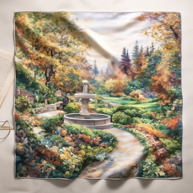 Esarfa eleganta verde dama patrata 70x70 satin matase – Gradina Romantica